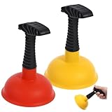 DOITOOL 2 Stück Teiliges Rohrreiniger Pömpel aus Tpr Material mit Langem Griff Kraftvoller Wc Badablaufreiniger Einfach zu Reinigen Geeignet für Küche und Badezimmer
