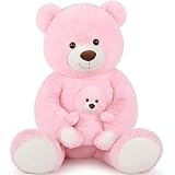 MorisMos Riesen Teddy großer Teddybär mit Baby 100cm Teddybär groß XXL Kuscheltier Stofftiere Teddys Riesen Teddy Bear Plüschbär Kuschelbär Paare