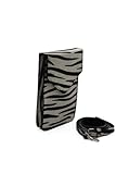 el.one Echtleder-Handytasche, Zeraf-Druck, Kalbshaar, Cross-Body, 2 Fächer, Lieferung am nächsten Tag, Zebra., 20 cm