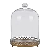 Twakutwaku Glasglocke mit Metallsockel in Gold für Pflanzen, Terrarium, Sammlerstücke, Kerze, Glockenglas-Vitrine (Metallsockel, 35,6 cm) hoch, 35,6 cm hoch