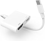 USB C auf HDMI Adapter für iPhone iPad, 100W USB C to HDMI Adapter 2 in 1 Type C Digital AV Adapt Sync Screen Connector für iPhone 16/15/iPad Pro, Samsung Galaxy S25 S24 S23 Tablet/Laptop/TV/Monitor