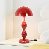 YESINTO Pilz Tischlampe Rote,Retro Pilz Lampe,Rote Nachttischlampe Schreibtischlampe für Kinderzimmer,Schlafzimmer,Büro,Tastenschalter,E14 (ohne Glühbirne),Lesestischlampe