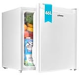 Upstreman 46L Mini Kühlschrank mit Eisfach, Temperaturregelung, energiesparend, leise, eintüriger Getränkekühlschrank, perfekt für Wohnheim, Küche, Büro, Schlafzimmer, Weiß-FR17