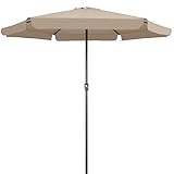 Kingsleeve® Sonnenschirm 330cm UV Schutz 80+ Kurbel Schutzhülle Alu Groß Rund Balkon Terrasse Garten Balkonschirm Kurbelschirm Marktschirm Taupe