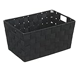 WENKO Badkorb Mod. Adria, Kleiner Aufbewahrungskorb ideal für Haushalt, Küche und Bad, hochwertiges Kunststoffgeflecht mit Metallstangen für extra Stabilität, 30 x 15 x 20 cm, Schwarz