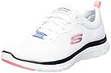 Skechers Damen Flex Appeal 4.0 Brilliant View sneakers,sports shoes, White Mesh Black Pink Trim, 39 EU