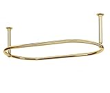 Luxuriöse ovale Duschvorhangstange, Deckenmontage mit gratis Vorhangringen, freistehende Vorhangstange, strapazierfähig, goldfarben, 114,4 x 63,5 cm