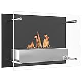 HOMCOM Bioethanol-Kamin, Wandmontage, Einbaubrenner, 1,5 l, ca. 3 Stunden Brenndauer, Maße: 60 x 22 x 40 cm, Abdeckung 20 – 25 m², Edelstahl