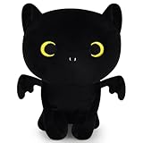 Desdfcer Fledermaus Kuscheltier, Halloween Fledermaus-Katze Plüschtier, 20 cm Schwarze Katze mit Flügeln - Kuscheltier für Kinder, Mädchen, Junge, Halloween Deko