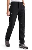 Libin Damen Wanderhose Thermohose Gefüttert Winter Outdoorhose Warme Softshellhose Wasserdicht Winddicht Skihose Trekkinghose, Schwarz L