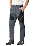 Zoofly Thermohose Herren Winter Softshellhose Herren Outdoor Hosen Herren Wanderhose Funktionshose Trekkinghose Herren Wanderhose Mit Fleece Gefüttert-Dark Grey+Black-2XL