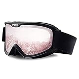 DUDUKING Skibrille Anti-Fog Snowboardbrille Doppel-Objektiv OTG UV-Schutz Winddicht Schneebrille Helmkompatible Ski Goggles für Damen Herren (Rosa)