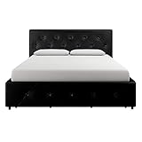 DHP Furniture Dakota Bett mit Stauraum, schwarzes PU, King Size