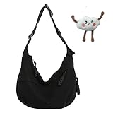 TYXHXTF Umhängetasche Damen Groß Crossbody Bag Halbmond Cord Tasche mit Verstellbarer Schultergurt, Casual Schultertasche für Arbeit, Reisen, Alltag (Schwarz)