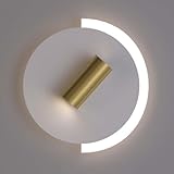 AoLa 20W LED Dimmbar Wandlampe Runden Innen Wandleuchte Gold 360°Drehung Bettleuchte Wand Lampe Moderne Design Wandstrahler 3 Farbtemperaturen 3000K/4000K/6000K Für Schlafzimmer Wohnzimmer Korridor