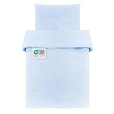 MAKIAN Baby Bettwäsche Set - 80x80 cm / 35x40 cm - 2-teilige Kinderbettwäsche aus 100% Baumwolle (Oeko-TEX® Standard 100 geprüft) - Passend für Babybett, Stubenwagen, Kinderwagen - Blau