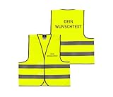 Alsino Personalisierte Warnweste mit Wunschtext - Für Sicherheit oder Partymeile - Individuell bedruckbar, Farbe wählen:gelb, Größe wählen:XL