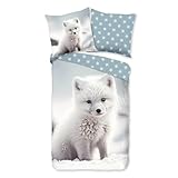 Traumschlaf Flanell Bettwäsche Polarfuchs 1 Bettbezug 135 x 200 cm + 1 Kissenbezug 80 x 80 cm