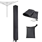 Outdoor Wäscheständer-Abdeckung, 600D Oxford Wäschespinnen-Schutzhülle, Gartentrocknungsstange, wasserdicht, staubdicht, multifunktional (schwarz, 16 x 16 x 165 cm)