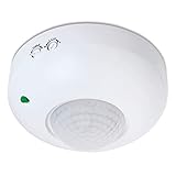 conecto Bewegungsmelder Außen, für LEDs und Lampen, Aufputz Deckenmontage 360° Erkennungsbereich 6m, Infrarot, IP20, Weiß