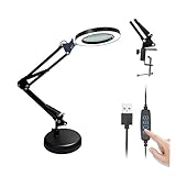 Lupe Mit Licht Und Ständer,lupenleuchte,Tischleuchte mit Halterung und Sockel,10x LED-Lupe,2-in-1,Mit Klemme und Sockel,Mit 3 Farbmustern,für Hobbys, Handwerk, Maniküre und den Arbeitsplatz