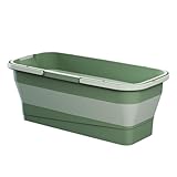 DAWCBVJQ Zusammenklappbarer Eimer Aus Silikon, 55x26.5x20cm Faltbarer Wischeimer Rechteckig, Flachmop Putzeimer, Faltbarer Eimer Mit Griff, Faltbar Wassereimer Für Camping Autowäsche Hausreinigung