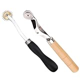 DOITOOL 2 Stück Nadelspitzen Kopierrädchen für Leder und Stoff Gezacktes Sprungrad aus Stahl mit Holzgriff Praktisches Nähen Werkzeug für Selbstgemacht Lederhandwerk und Textilien