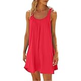 Surttan Strandkleider Damen Sommer Kurz Sommerkleid Bikini Cover Up Strandkleid Strand Kleider Casual Ärmellos Tshirt Kleid Minikleid