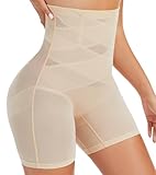 sellto Bauchweg Unterhose Damen Hohe Taille Doppelschichtige Druckunterstützung für Bauchkontrolle ShapewearKomfortabel Atmungsaktive Shapeing Unterwäsche Miederpants (Beige, XL)