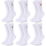 Utensilsto 6 Paar Weiß Tennissocken Socken Damen & Herren Crew Socks mit Motiv, EU 39-42 Sportsocken mit Cocktail Getränke, Unisex Sport Socken Atmungsaktive Tennis Socken Lässig Arbeitssocken