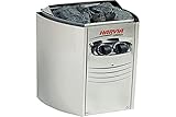 Harvia SN-HARVIA-PO35 Elektroherd für Sauna Vega Kollektion Compact 3,5 kW mit Unterputz Control BC35 2 4,5 m³ L 28 x 29,5 x H 50,5 cm, Silber, 3.5