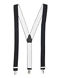 shenky Hosenträger schwarz | 3er Clips | 3,5cm Breite | verstellbar | Basic | Y-Form | elastisch | für Oktoberfest Fassnacht Karneval Hochzeit Arbeit Skihosen | Damen & Herren | Skihosenträger