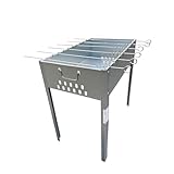 Mangal Spießgrill, Schaschlikgrill, Schaschlik Standgrill 50x30x50cm inkl. 6 Edelstahl Spieße & Grillrost