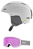 Giro Ceva MIPS Combo PackSkihelm – Snowboardhelm mit passender Brille, Mattweiß/Weißgrau, Chute, M (55,5–59 cm)