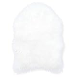 Teppich Wölkchen Schaffell Lammfell Imitat Fellteppich Kunstfell Teppich - Flauschiger Teppich, Bettvorleger, Teppich Fell, Fell für Stühle, Kunstfell Stuhlauflage - Weiss - 55x80cm