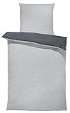 one-home Winter Bettwäsche Biber Meliert Baumwolle Flanell Kuschelig Flauschig Warm Weich Modern, Größe:2 teilig 135x200 cm, Farbe:grau/anthrazit