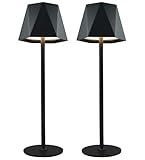 Vegawumen Led Tischleuchte Kabellos 3 Farbtemperatur 2 Stück, Akku Tischleuchte Touch Control, Led Tischlampe Akku USB Aufladbar, Tischleuchte Kabellos, Einstellbare Helligkeit Schwarz