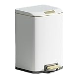 Xilin-872 Mülleimer Luxuriöser Mülleimer mit Soft-Close-Funktion und Deckel, Mülleimer aus Edelstahl mit Trittpedal und Inneneimer for Küche, Bad, Wohnzimmer, Büro Tretmülleimer(Matt White,7L)