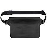 Wasserdichte Bauchtasche,Wasserdichte Tasche Schwimmen,Bauchtasche Wasserdicht,Wasserfester Beutel,IPX8 Waterproof Bag,Verstellbarem Gurt,für Wassersport,Schwimmen,Rafting,Angeln,22*15.5cm (Schwarz)