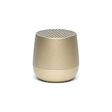 Lexon Design Mino+ Bluetooth Lautsprecher aus Aluminium und ABS in der Farbe Gold Wiederaufladbar, Maße: 3,7cm x 3,7cm, LA125D