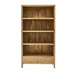 Loberon Regal Dalesford, Authentische Holzstruktur, mit Zwei Schubladen, Bücherregal, Aufbewahrung, Mangoholz, Messing, braun