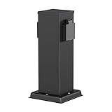 ledscom.de Garten Steckdosensäule POLLY für außen, IP44, 2-fach, Edelstahl, schwarz, eckig, 27 cm, Außensteckdose, Gartensteckdose, Steckdosenturm, Außensteckerdose, Energiesäule