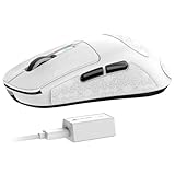 ATTACK SHARK R6 Kabellose 8-kHz-Gaming-Maus, SUPERLEICHT 39g, Nordic 52840 MCU, PixArt PAW3950MAX-Sensor, BT/2,4 G/kabelgebunden, 6 einstellbare DPI bis zu 42000, 300-mAh-Akku, PC/Mac (weiß + Band)