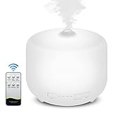 Aroma Diffuser für ätherische Öle - Ultraschall Luftbefeuchter Großer Raum mit Fernbedienung, sicher und freundlich, mit 8 Farben LED-Licht, geeignet für Schlafzimmer, Wohnzimmer, Büro (500 ml)