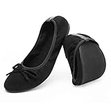 Greatonu Damen Geschlossene Ballerinas Flach Freizeit Tanzschuhe, Schwarz, 39 EU