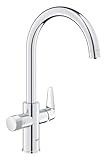GROHE Blue Pure, Küchenarmatur, mit Filterfunktion (Gefiltertes Wasser: separater Griff, Filter unterhalb Spüle, Wasserhahn 150° schwenkbar, C-Auslauf, ohne Filter), chrom, 30580000