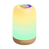 UPXNBOR LED Nachttischlampe Touch Dimmbar mit 256 RGB Farben & 4 Modi, Tischlampe Kabellos mit Timer & Haken, USB Aufladbar, Holzmaserung, Tragbares Nachtlicht für Schlafzimmer, Wohnzimmer