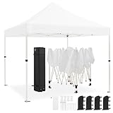 Yaheetech 3x3m Faltpavillon Pavillon Wasserdicht Stabil, 295/305/315 cm Höhenverstellbar Faltbar Pop-Up Faltzelt, Gartenzelt inkl.Tasche & 4 Sandsäcke, UV-Schutz 50+ Partyzelt, Weiß