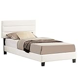 CARO-Möbel Polsterbett Tucson 90x200 cm, Bett Stoff in weiß, Einzelbett in modernem und skandinavischen Stil, bequemes gepolstertes Bett, Jugendbett inkl. Lattenrost, mit Rückenlehne und Kopfteil