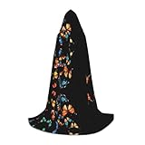 SHLXMDNZ Hübscher Kapuzenumhang mit Schmetterlingsdruck für Jugendliche, perfekter Umhang für Halloween und Themenpartys